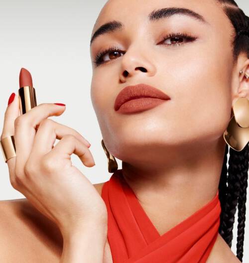 Model wearing L'Absolu Rouge Lipstick